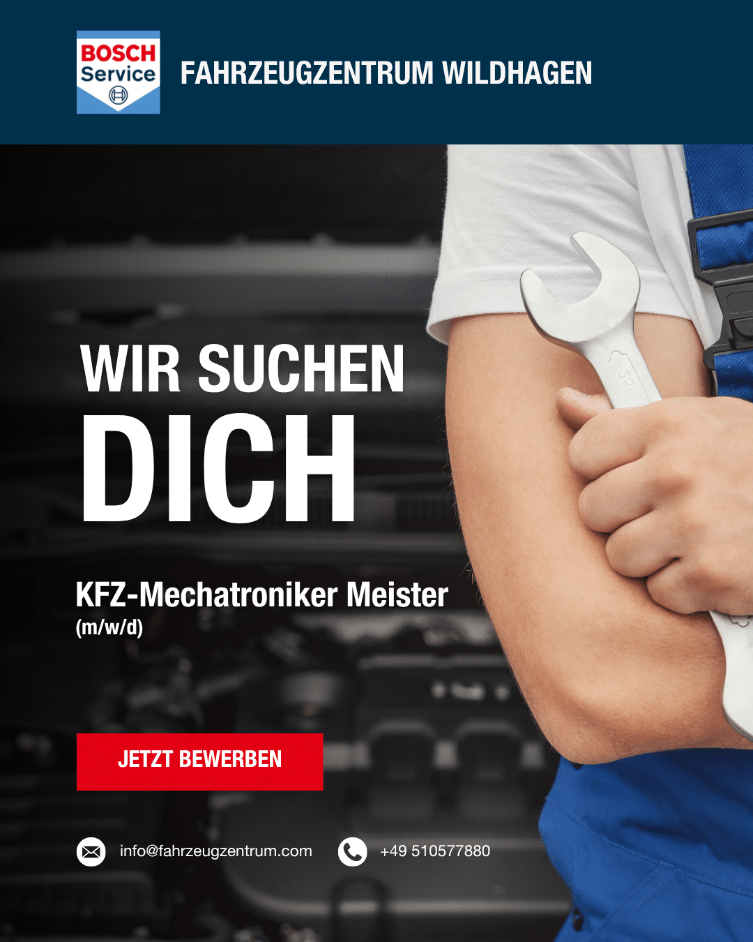Fahrzeugzentrum Wildhagen sucht Dich: KFZ-Mechatroniker Meister (m/w/d) - Jetzt bewerben